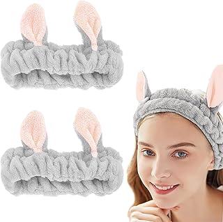 RedChimes Cute Rabbit Ears Soft Yoga Headband Spa Makeup Fashion Wash Bands, Skincare, Makeup, Wrap, Spa, Elastic Hair Band for Washing Face Bath SPA (Pack Of 2, Large)