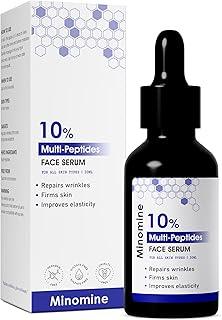Minomine 10% Multi Peptide Face Serum | Repairs wrinkles, Firms skin & Improves elasticity | Men & Women, All Skin Types, 30ml