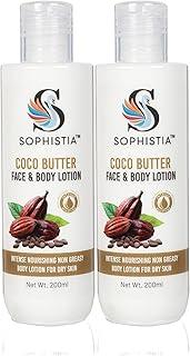 SOPHISTIA Coco Butter Face & Body Lotion | Dry Skin | Shea, Kokum, Coco, Kojic & Vitamin E | Men & Women | 200ml Each | Pack Of 2
