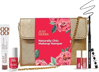 Just Herbs Naturally Chic Makeup Hamper | For Her | Makeup Gift Kit | Rakhi Gift - Kit of 5 + Chic Sling Bag (Pack of 3)