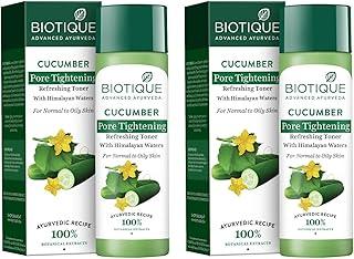 Biotique Cucumber Pore Tightening Toner| Ayurvedic and Organically Pure| Maintains Skin’s Natural pH |100% Botanical Extracts| Suitable for Normal & Oily Skin Types| 120mL (Pack of 2)