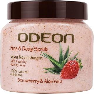 ODEON Strawberry & Aloe Vera Face and Body Scrub (300ml) | Scrub for Tan Removal | Gentle Exfoliation Scrub for a Smoother Complexion