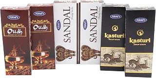Nakhil Products Herbs, Pure Sandal, Oudh and Kasturi 3-in-1 Dhoop Sticks (2 pkt Each of Sandal, Oudh and Kasturi, Contains