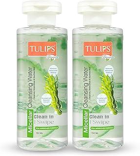 Tulips Premium Micellar Clensing Water Enriched with Seaweed Extracts I Waterprof makeup remover I Suitable for Sensitive Skin (300 ml x 2 pack)
