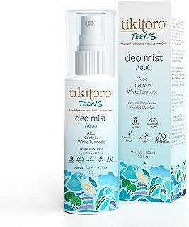 Tikitoro Teens Deo Mist Aqua | Alcohol-Free Deo for Teens with Aloe and Centella | 8 Hr Odour Control | Aluminium and Allergen Free Refreshing Fragrance for Girls and Boys (Age: 11+) (100ml x 1)
