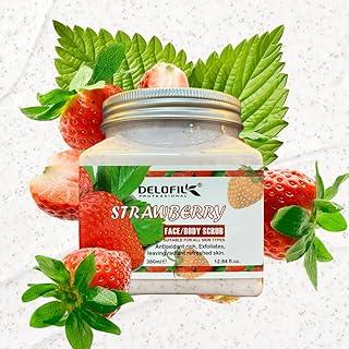 DELOFIL Strawberry Face & Body Scrub (380 ml) | Skin Smoothening Peeling Scrub | Weekly Exfoliation | Removes Dead Skin Cells and Excess Oil | Soft, Smooth & Clear Skin | Paraben Free