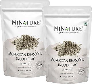 Mi Nature Moroccan Rhassoul Nude (Ghassoul) Clay Powder Pack of 2 (Each pack 227g (8oz) |Premium Face Mask & Hair Cleanser | DIY Cosmetics |Skin & Hair Care