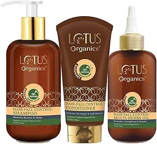 Lotus Organics+ Hair Fall Control Shampoo_300ml + Hair Fall Control Conditioner_150g + Multi Herbs Hair Oil_200ml (Set of 3)