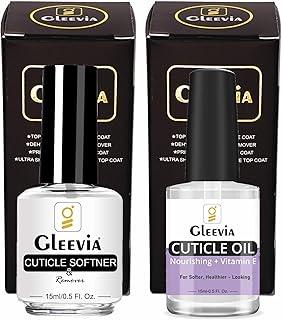 Gleevia Cuticle Softener & Oil Combo Pack, 2Pcs Nail Cuticle Oil & Softener, Nail Cuticle Care Oil, Nourish and Moisturize Nails & Cuticles, Soothing and Strengthens Nails 15ml/each