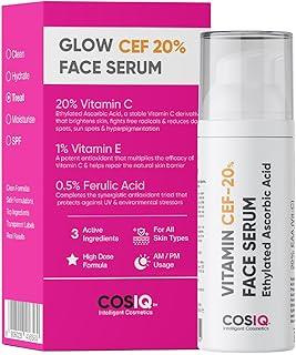 Cos-IQ 20% Vitamin C Serum, 30ml | With Vitamin E & Ferulic Acid | Glowing & Brightening Skin | Anti-Aging Serum for Wrinkles, Fine Lines & Dark Spots | All Skin Types | 30-Days Pack