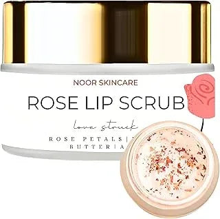 Noor Skincare Rose Lip Scrub for Dark Lips, Bright and Smoky Removal, Exfoliator for Women/Men (15g)