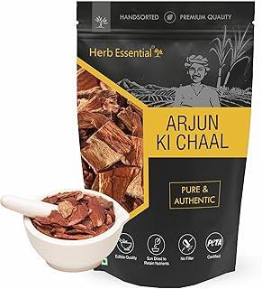 Herb Essential Arjun ki Chaal- Raw |Terminalia Arjuna Bark | Raw - 400g Dry Premium Arjun Tree Bark |For Cardiovascular Health & Lowers Bad Cholesterol | 100% Natural, Sun Dried |