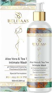 Belitaas PH-BALANCED Intimate Wash For Women | 100ml | Aloe Vera, Neem, Tea Tree Oil & Lactic Acid | Gentle & Soothing Formula