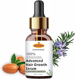 Khadi Herbal Advanced Hair Growth Serum | Rosemary, Biotin & Rice Extract | Thick Density | Hair growth & Hair fall control serum for Women & Men | 30mL