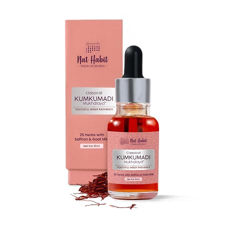 Nat Habit Ayurvedic Kumkumadi Face Oil - Classical Kumkumadi Mukhalaya for Glowing & Young