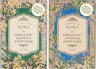 Kama Ayurveda Organic Henna Powder & Organic Indigo Powder, 100g each (Pack of 2)