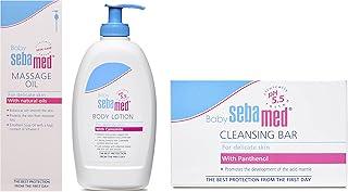 Sebamed Baby Massage Oil, 150ml & Baby Cleansing Bar - 100 g & Baby Lotion, 400ml Combo