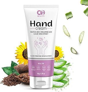 CO BEAUTY Hand Cream with Salicylic Acid, Hyaluronic Acid & Aloe Vera - 50 gm | Hydrating & Exfoliating Care | Non-Greasy Hand Cream for All Skin Type (Pack of 1)