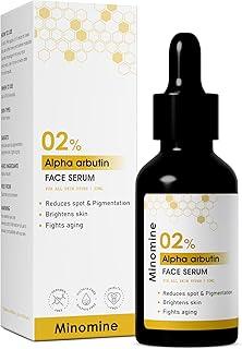 Minomine 2% Alpha Arbutin with Ferulic acid Face Serum | Reduces Dark spot & Pigmentation, Brightens skin, Fights aging | Suitable for All Skin Types | Men & Women, All Skin Types, 30ml