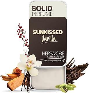 Herbivore Cosmeceuticals Solid Perfume SunKissed Vanilla 10g | Natural Alcohol-Free Long Lasting Fragrance Balm for Women & Men | Pocket-Friendly Perfume Stick