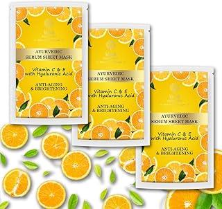 Khadi Essentials Ayurvedic Vitamin C Face Sheet Mask For Women & Men For Detan & Detox with Hyaluronic Acid (Pack of 3 * 25g)