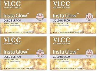VLCC Insta Glow Gold Bleach - 30g X 4 (Pack of 4) - With Colloidal Glow For Glowing Fairness | Skin Brightening Bleach | Perfect Skin Match, Reduces Facial Hair Visibility, Brightens Complexion