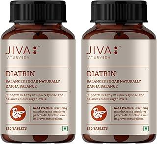 Jiva Diatrin Tablets 500mg | 100% Ayurvedic Formulation | Manages Blood Sugar Levels, Improves Metabolism & Strengthens the Pancreas | Balances Tri-Dosha- 120 Tablets (Pack of 2)