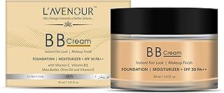 L'avenour BB Cream for Instant Fair Look, Makeup Finish & UV Protection with SPF 30 PA++ Niacinamide, Vitamin E | SLS & Paraben FreeTinted Moisturiser for Women & Men - 30ml