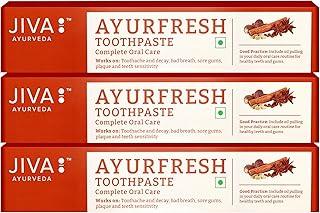 Jiva Ayurfresh Toothpaste - 100g (Pack of 4) With Almond Soap Free | Helps In Toothache & Bad Breathing