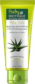 Biotique Aloe Vera Baby Sun Block SPF 20 UVA UVB Sunscreen, 50g