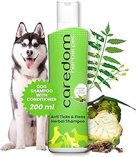 Caredom Herbal Pet Shampoo for Dogs | Anti Ticks & Fleas 2 in 1 Dog Shampoo Plus Conditioner | Anti Itch & Fungal Shampoo for Dogs | Allergy Relief with Natural Neem, Sitaphal & Clove Extracts(200 ml)