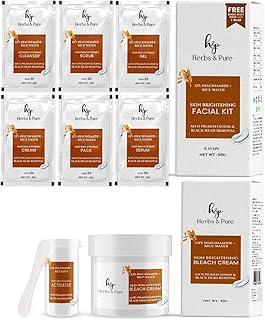 Herbs and Pure 12% Niacinamide & Rice water Facial Kit (60 Gm) & Bleach (43gm) for Anti Pigmentation, 6 Steps Skin Care With Magic Sheet Mask and Disposable Head Cap, Pack Of 2