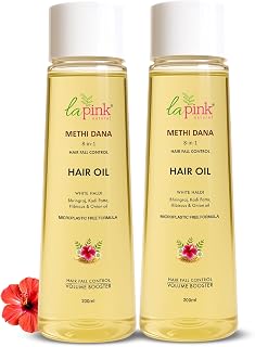 La Pink Methi Dana 8-in-1 Hair Oil For Hair Growth & Thickness 200ml | Reduces Hair Fall, Dandruff & Baldness