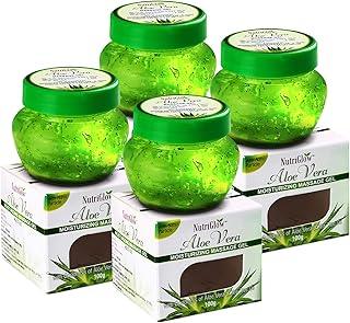 NutriGlow Aloe Vera Gel for Face, Hair, Acne, Sunburn, Bug Bites, Rashes, Glowing and Radiant Skin - Non Sticky, All Skin & Hair Types, 100 gm Each, Pack of 4