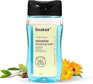 inatur Jojoba Oil Micellar Cleansing Water – Dual-Phase Makeup Remover, Deep Cleansing & Hydrating Formula, with Calendula, Hibiscus & Ylang Ylang – Gentle for Sensitive Skin – 100ml