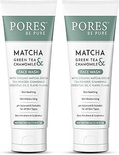 PORES Be Pure Green Tea Face Wash with Vitamin C & Zinc | Anti-Acne, Oil Control & Deep Cleansing Face Wash for All Type Of Skin | Sulfate-Free, Gentle Face Cleanser for Men & Women - (100mL X 2)