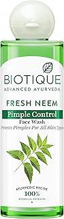 Biotique Fresh Neem Pimple Control Face Wash| Ayurvedic and Organically Pure| Prevents Pimples |100% Botanical Extracts| Suitable for All Skin Types | 200mL