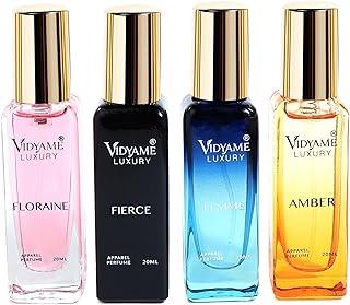 Vidyame Perfumes Bouquet Long Lasting 4X20 ml perfume gift for Women | Floraine, Fierce, Amber, Femme| Luxury Perfumes | Crafted for Every Mood | Pack Of 2