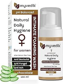 MyVedik Chocolate Fragrance Intimate Wash for Women | pH Balanced Foam Based | Intimate Hygiene Wash | Anti Bacterial, Anti Fungal Sulphate & Paraben Free | with Aloe Vera and Tea Tree Oil - 100ml