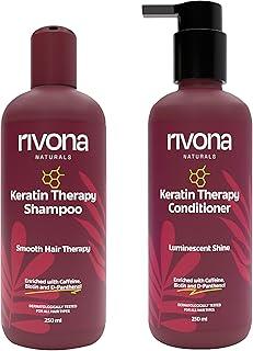 Rivona Naturals Keratin Therapy Shampoo and Conditioner Set |Smooth, Strengthen & Restore Dry, Damaged Hair | Sulfate-Free, Paraben-Free, 500ml
