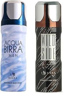 BIRRA Acqua & Wild Side Men’s Deodorant Body Spray – 200ml (Pack of 2) | Refreshing & Bold Scent | Long-Lasting All-Day Protection for Men