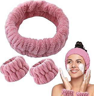 Homeaura 3-Piece Facial Headband and Wristband Set for Women - Spa Headband for Skincare, Makeup, and Face Washing - Soft Microfiber Hairband for Women, Ideal Makeup Hair Band for Facial Time