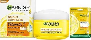 Garnier Skin Naturals, Day Cream, 45 g & Garnier Skin Naturals, Face Mask, Hydrating, Brightening & Anti-Dark Spots, Bright Complete, 1 pc, 28g
