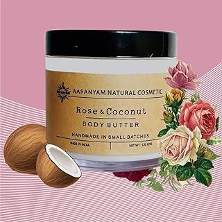 Aaranyam Rose & Coconut Body Butter moisturizer cream - dry skin moisturizer with goodness of shea butter raw cocoa butter - Body Cream - winter cream For Women & Men, 120 g