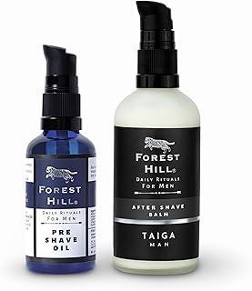 Forest Hill Pre & Post Shave Combo Set For Men, 50ml Pre Shave Oil For Easy Shave, Reduces Irritation & Razor Burns, 100ml Alcohol Free After Shave Balm For Softening & Moisturizing For All Skin Types (Taiga)