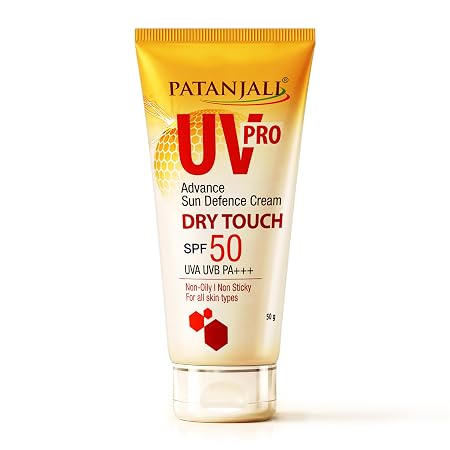 Patanjali UV Pro Advance Sun Defence Cream SPF 50 PA+++50g, Dry Touch, Non-Oily, Non-Stick