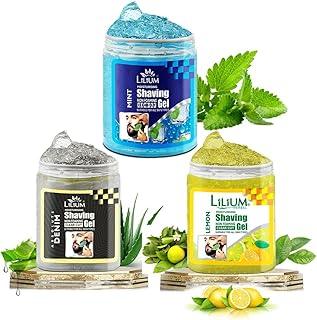 Lilium Moisturizing Non Foaming Shaving Gel | Absolute Denim, Mint & Lemon, Pack of 3, 500ml Each | Cooling Sensation & Clear Cut | Free From Harsh Chemicals | Suitable For All Skin Type