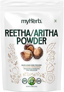 MYHERB Natural 100% Pure Organic Double Filtered Aritha/Reetha (Sapindus Trifoliatus) Powder || 227 Gm/0.5 Lbs || Ayurvedic Formula || For Face,Skin & Hair Care