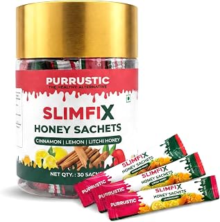 PURRUSTIC SLIMFIX HONEY SACHET FOR WEIGHT MANAGEMNT 30 Sachets | 9 Ayurvedic Herbs, Control Metabolism and Digestion, Natu