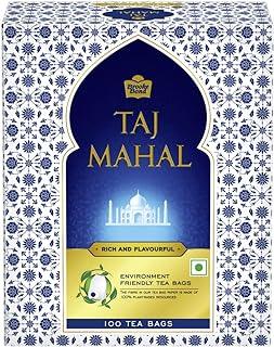 Taj Mahal Tea Bags 100 pcs, Rich and Flavourful Chai - Premium Blend of Powdered Fresh Loose Tea Leaves Flavour : orange